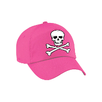 Piraten verkleed petje   met doodskop   roze   voor dames en heren   baseball cap   Piraat