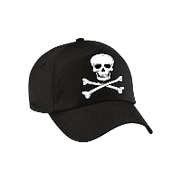 Piraten verkleed petje   met doodskop   zwart   voor dames en heren   baseball cap   Piraat