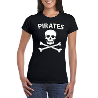 Piraten verkleed t shirt   zwart   dames   piraat   kleding