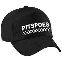 Pitspoes finish vlag verkleed petje   zwart   voor dames   Team baseball cap   carnaval / kostuum