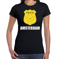 Politie embleem Amsterdam carnaval verkleed t shirt zwart voor dames