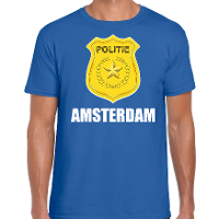 Politie embleem Amsterdam verkleed t shirt blauw voor heren