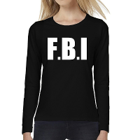 Politie FBI tekst t shirt long sleeve zwart voor dames