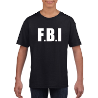 Politie FBI tekst   t shirt   zwart   kinderen   Verkleedkleding