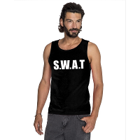 Politie S.W.A.T tekst singlet shirt/ tanktop zwart heren