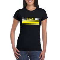 Politie SWAT team logo t shirt zwart voor dames