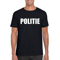 Politie t shirt   zwart   heren   politieagent   herenshirt   cadeau