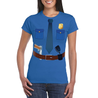 Politie uniform kostuum t shirt blauw voor dames