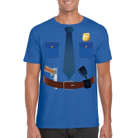Politie uniform kostuum t shirt blauw voor heren