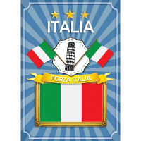 Poster Italia met Forza Italia tekst   Formaat: A2   59 x 42 cm   feestartikelen