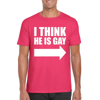 Pride thema t shirt   I think he is gay   roze   voor heren   Feestkleding   Party