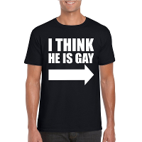 Pride thema t shirt   I think he is gay   zwart   voor heren   Feestkleding   Party