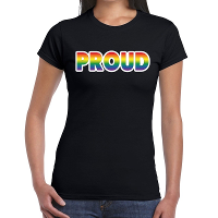 Proud gay pride t shirt zwart voor dames