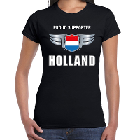 Proud supporter Holland / Nederland t shirt zwart voor dames