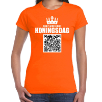 QR code mijn plannen voor Koningsdag feest t shirt dames zwart   Koningsdag shirts