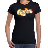 Queen koningsdag t shirt zwart voor dames