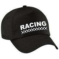 Racing / finish vlag thema verkleed petje   zwart   kinderen   Racing team coureur   carnaval
