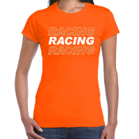 Racing supporter / race fan t shirt oranje voor dames