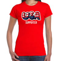 Rood t shirt usa / Amerika supporter EK/ WK voor dames