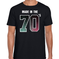 Seventies t shirt   shirt made in the 70s   geboren in de jaren 70   zwart   voor heren