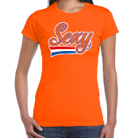Sexy sierlijke wimpel t shirt oranje voor dames   EK/WK   Koningsdag shirts