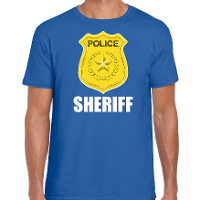 Sheriff police / politie embleem t shirt blauw voor heren