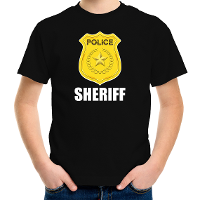 Sheriff police / politie embleem t shirt zwart voor kinderen
