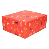 Sinterklaas inpakpapier   cadeaupapier   print rood   2.5 X 0.7 Meter