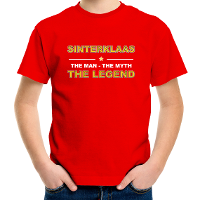 Sinterklaas t shirt / the man / the myth / the legend rood voor kinderen
