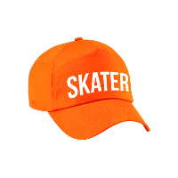 Skater tekst   baseballcap   petje   oranje   voor kinderen   stoer