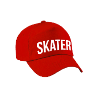 Skater tekst   baseballcap   petje   rood   voor kinderen   stoer