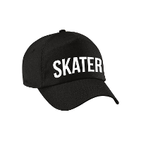 Skater tekst   baseballcap   petje   zwart   voor kinderen   stoer