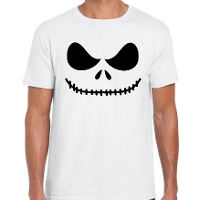 Skelet gezicht Halloween verkleed t shirt wit voor heren