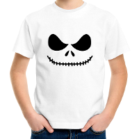 Skelet gezicht   Halloween verkleed t shirt   wit   voor kinderen   kleding