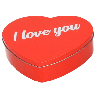 Snoepblik   19 cm   aluminium   rood   valentijnsdag   cadeau   i love you