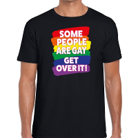 Some people are gay get over it   gay pride t shirt zwart heren