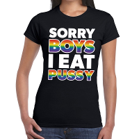 Sorry boys i eat pussy gay pride t shirt zwart voor dames