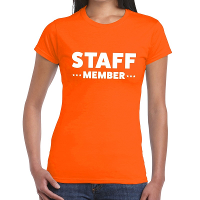 Staff member / personeel tekst t shirt oranje dames