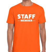 Staff member / personeel tekst t shirt oranje heren