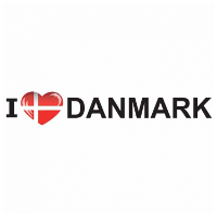 Sticker   I love Danmark   19 x 4 cm   denemarken   landenthema