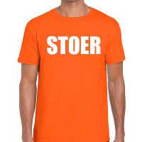 Stoer tekst t shirt oranje heren