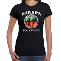 Stranger Halloween verkleed shirt hawkins tour guide zwart voor dames