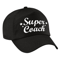 Super coach   cadeau petje   baseballcap   zwart   voor volwassenen   sport outfit