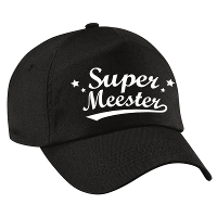 Super meester cadeau petje   baseballcap   zwart   heren   voor meesters   leraren   leerkrachten