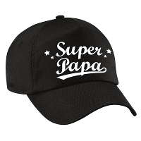 Super papa vaderdag cadeau pet   baseball cap   zwart   voor heren   kado voor vaders