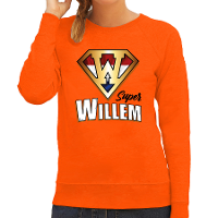 Super Willem sweater oranje voor dames   Koningsdag shirts
