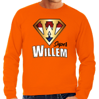 Super Willem sweater oranje voor heren   Koningsdag shirts