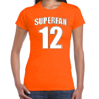 Superfan nummer 12 oranje t shirt Holland / Nederland supporter EK/ WK voor dames