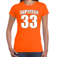 Superfan nummer 33 oranje t shirt Holland / Nederland supporter racing voor dames
