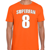 Superfan nummer 8 oranje t shirt Holland / Nederland supporter EK/ WK voor heren